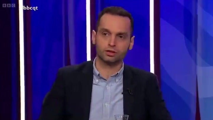 <p>BBC Question Time panellist heckled for saying ‘don’t talk Britain down’ as Fiona Bruce forced to intervene.</p>