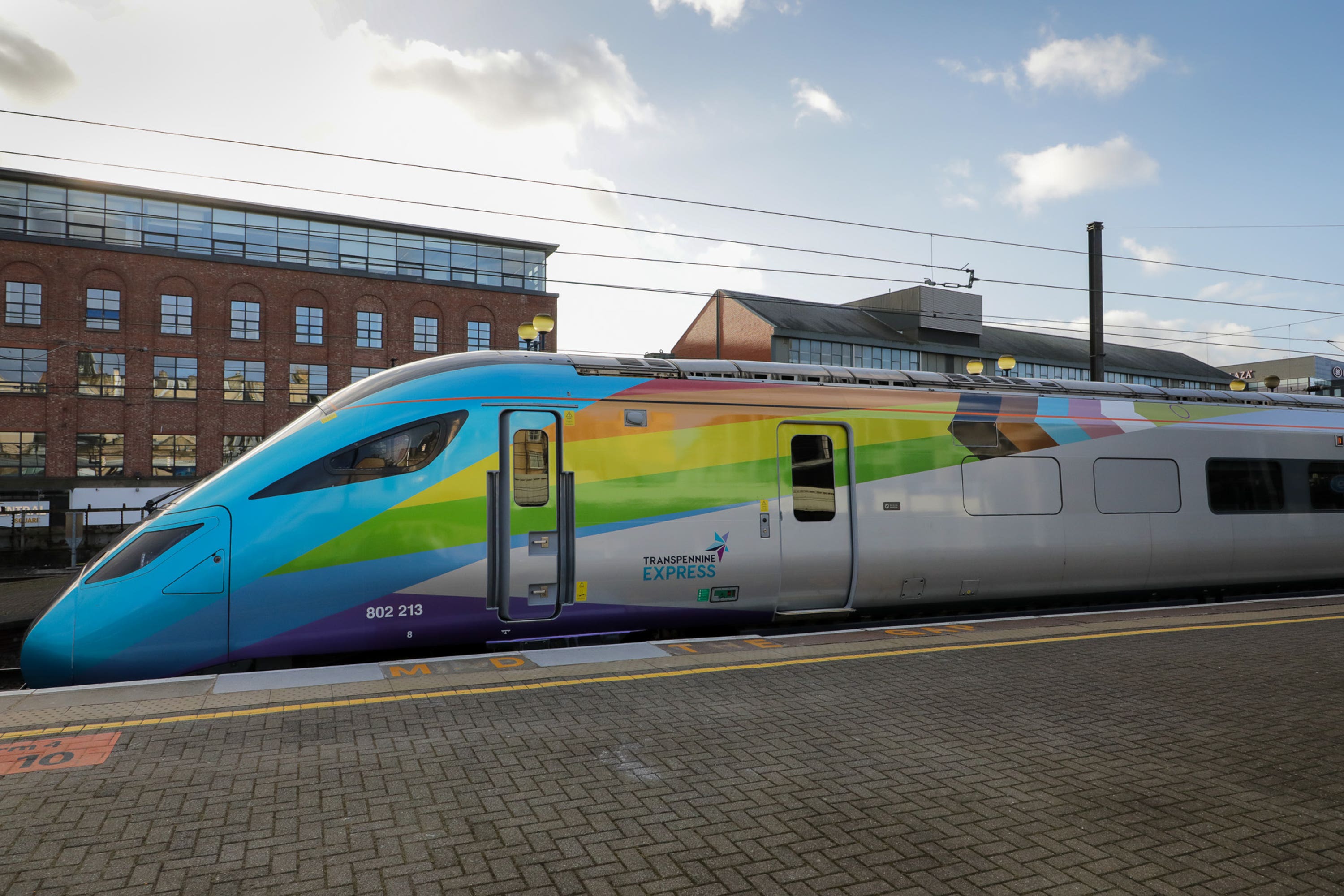 A rail operator has unveiled the UK’s first train displaying the latest version of a Pride flag (Jason Lock/TPE/PA)