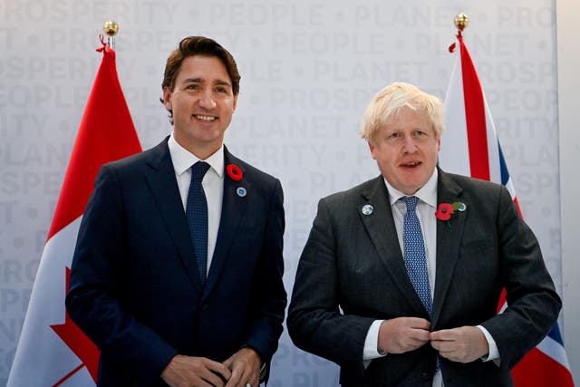 <p>Boris Johnson (right) with Justin Trudeau</p>