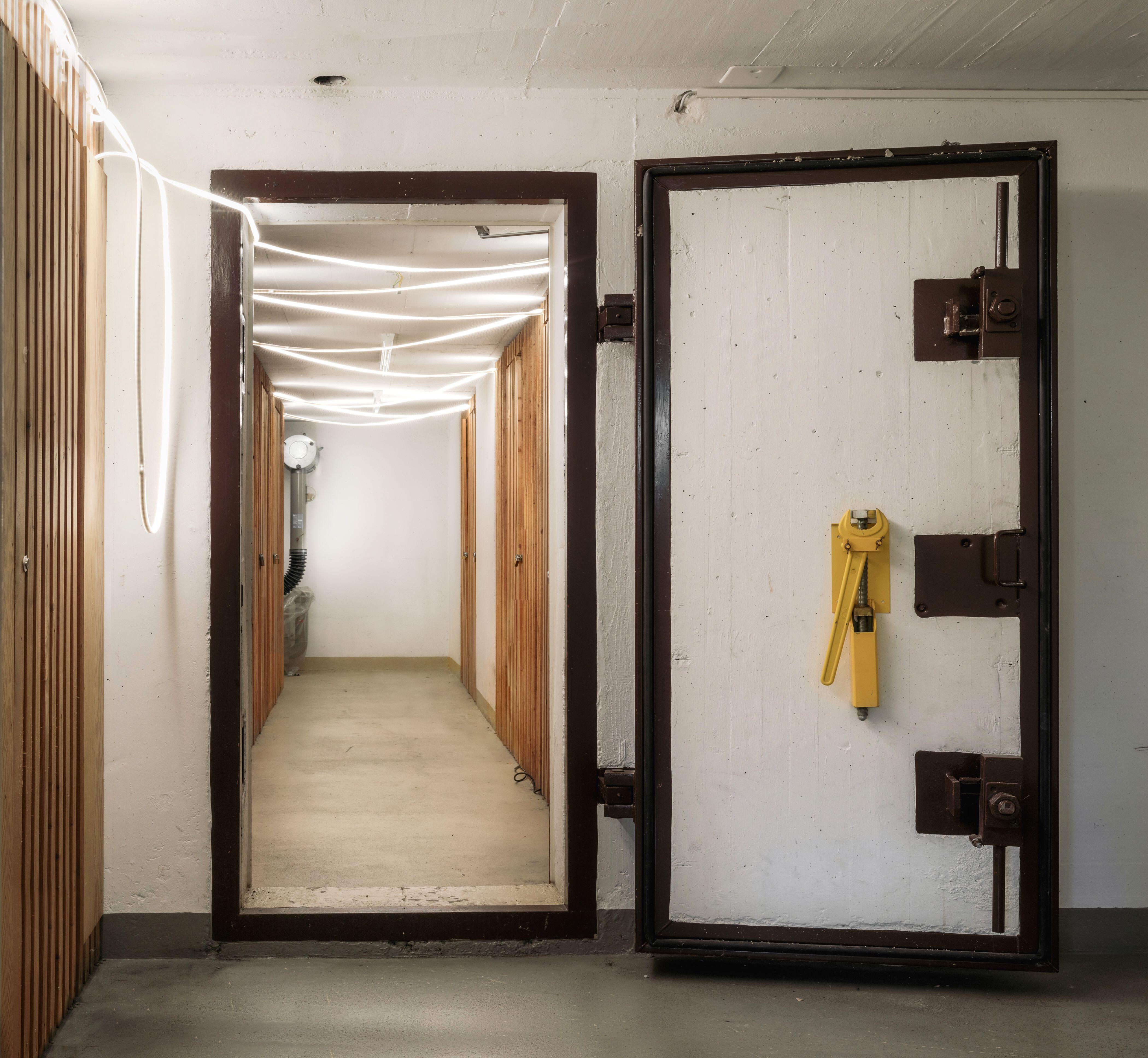 A bomb shelter built under a four-storey building in Switzerland