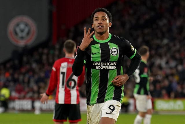Joao Pedro scored a hat-trick for Brighton in their FA Cup win at Sheffield United (Martin Rickett/PA)
