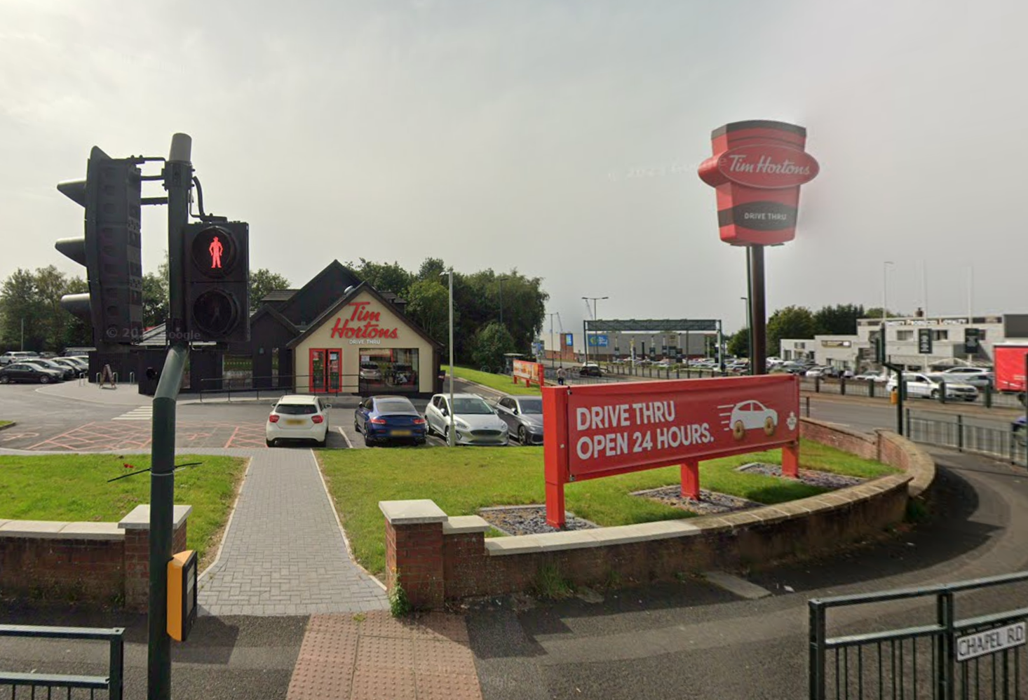 The fast food drive-thru remained closed while a police cordon was in place
