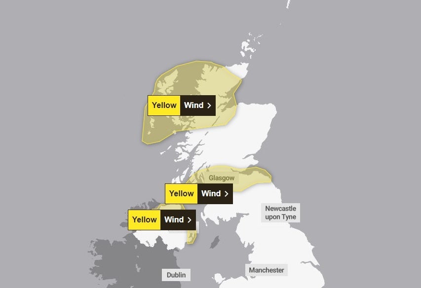 Multiple wind warnings are in place for much of Sunday