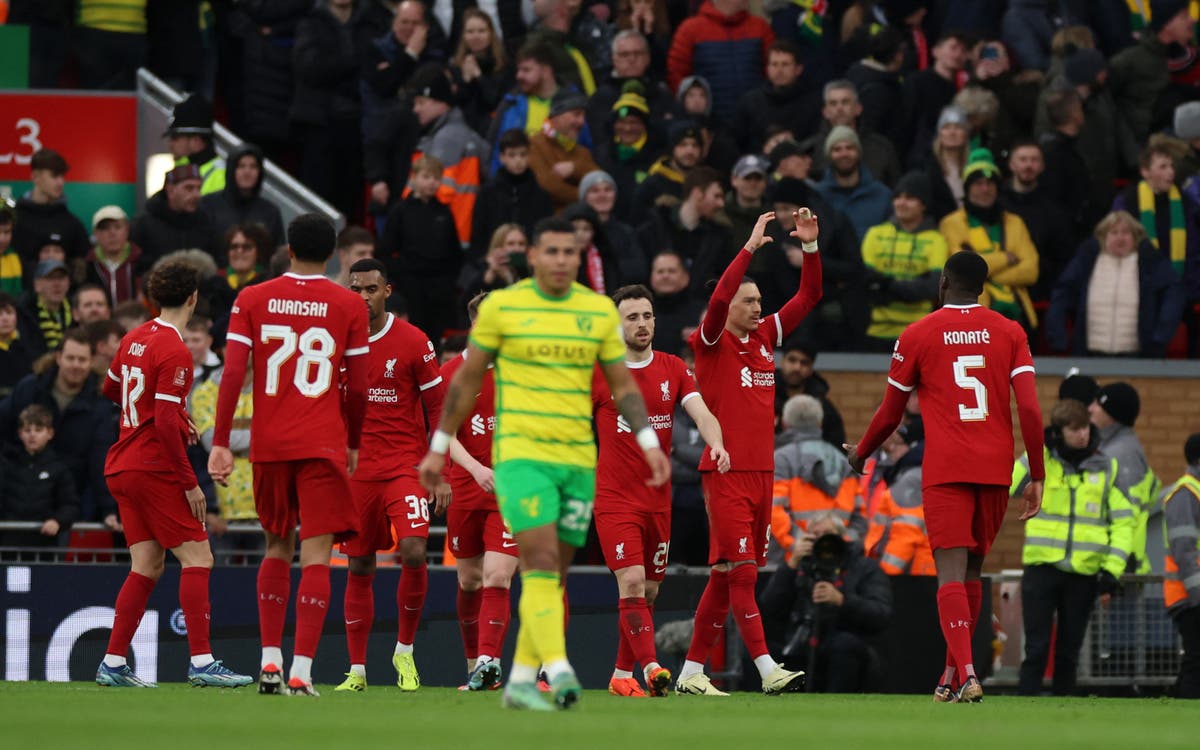 Liverpool vs Norwich LIVE: FA Cup fourth latest goals and updates as Darwin Nunez scores to restore Reds’ lead