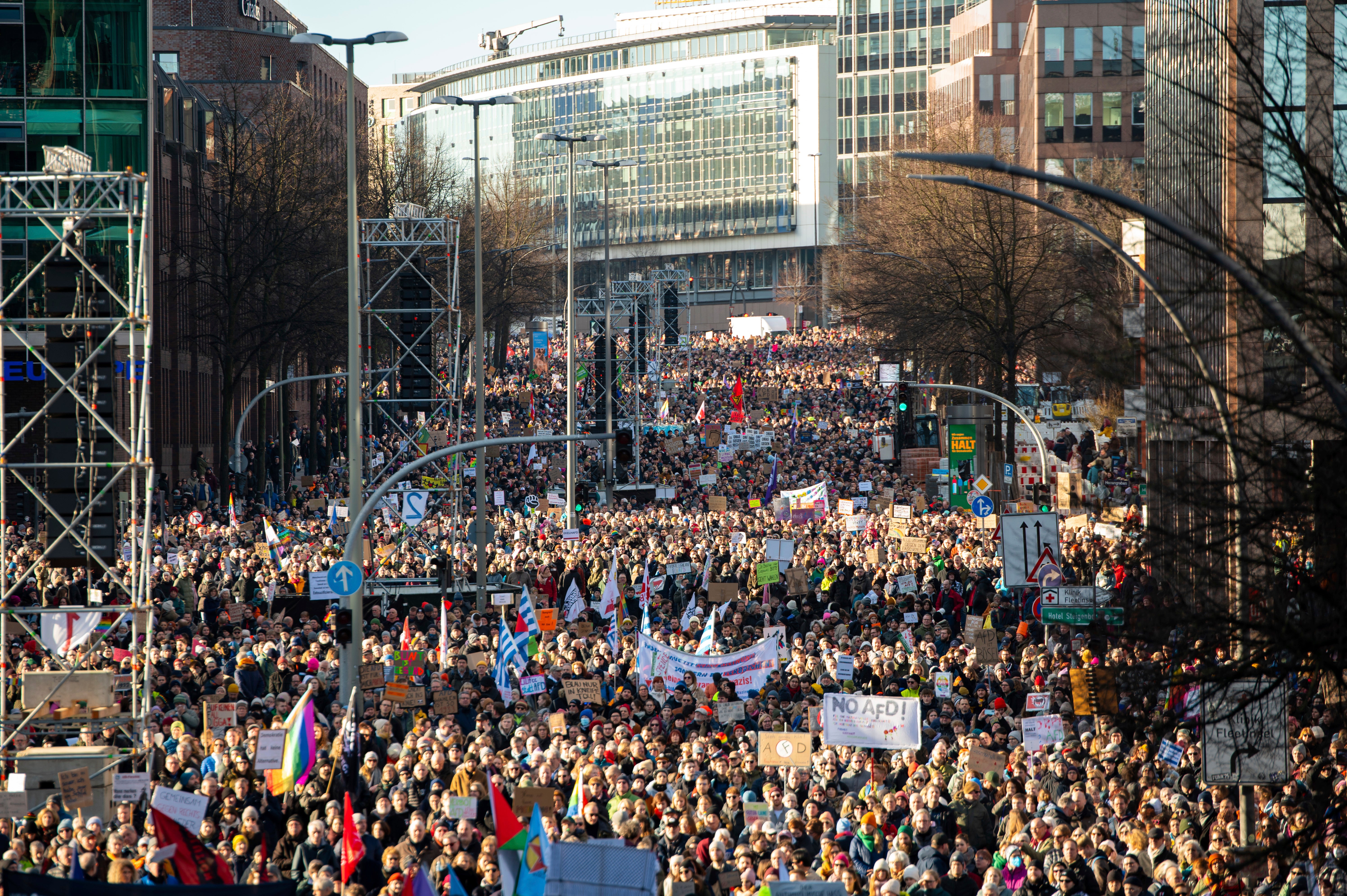 The popularity of a far right party produces counter rallies