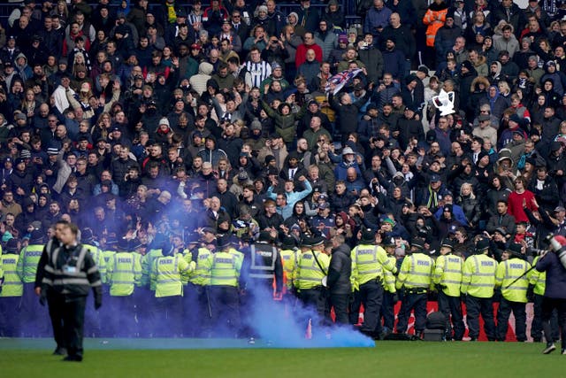 Police had to restore order after crowd trouble at West Brom v Wolves (Bradley Collyer/PA)