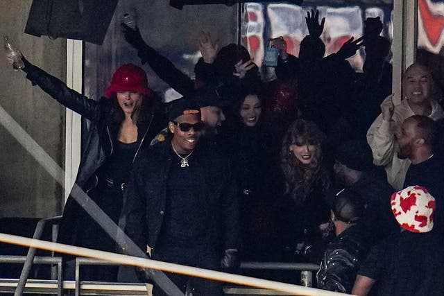<p>Taylor Swift, center right, cheers during the first half of an AFC Championship NFL football game between the Baltimore Ravens and the Kansas City Chiefs</p>