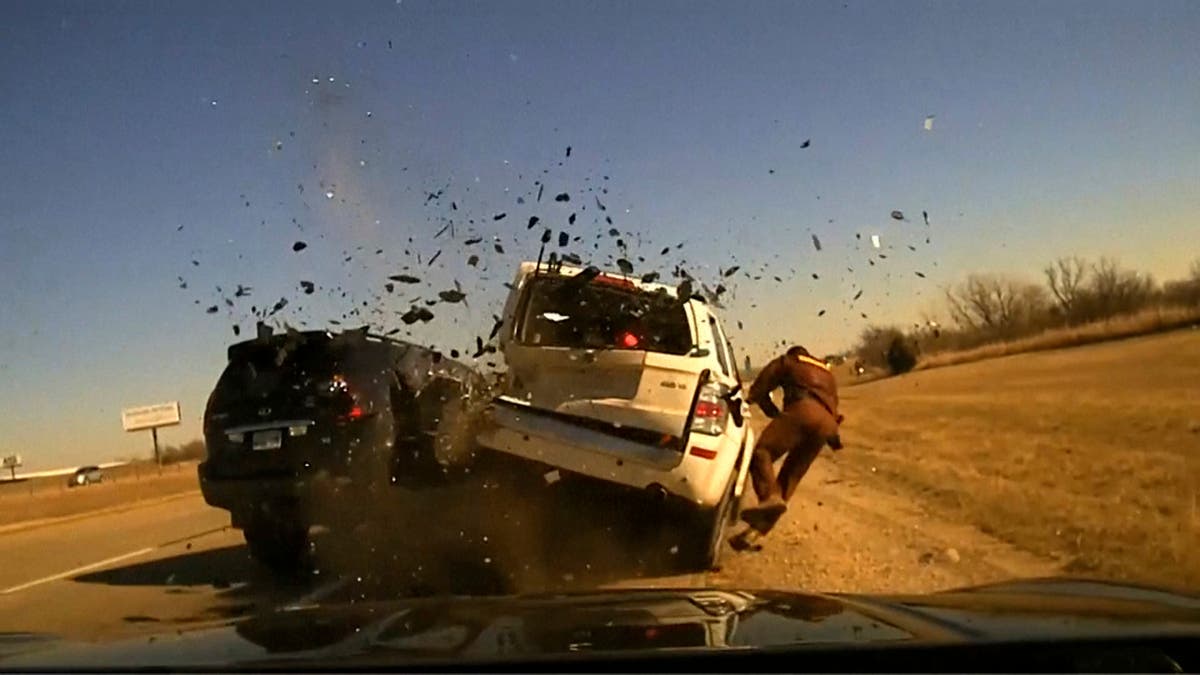 Oklahoma trooper violently thrown to the ground as vehicle on interstate hits one he’d pulled over