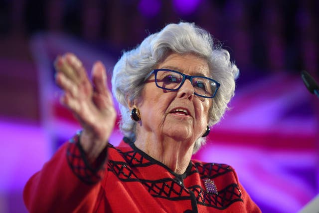 Baroness Betty Boothroyd speaking at the People’s Vote Rally in Assembly Hall, Westminster in 2019 (Victoria Jones/PA)