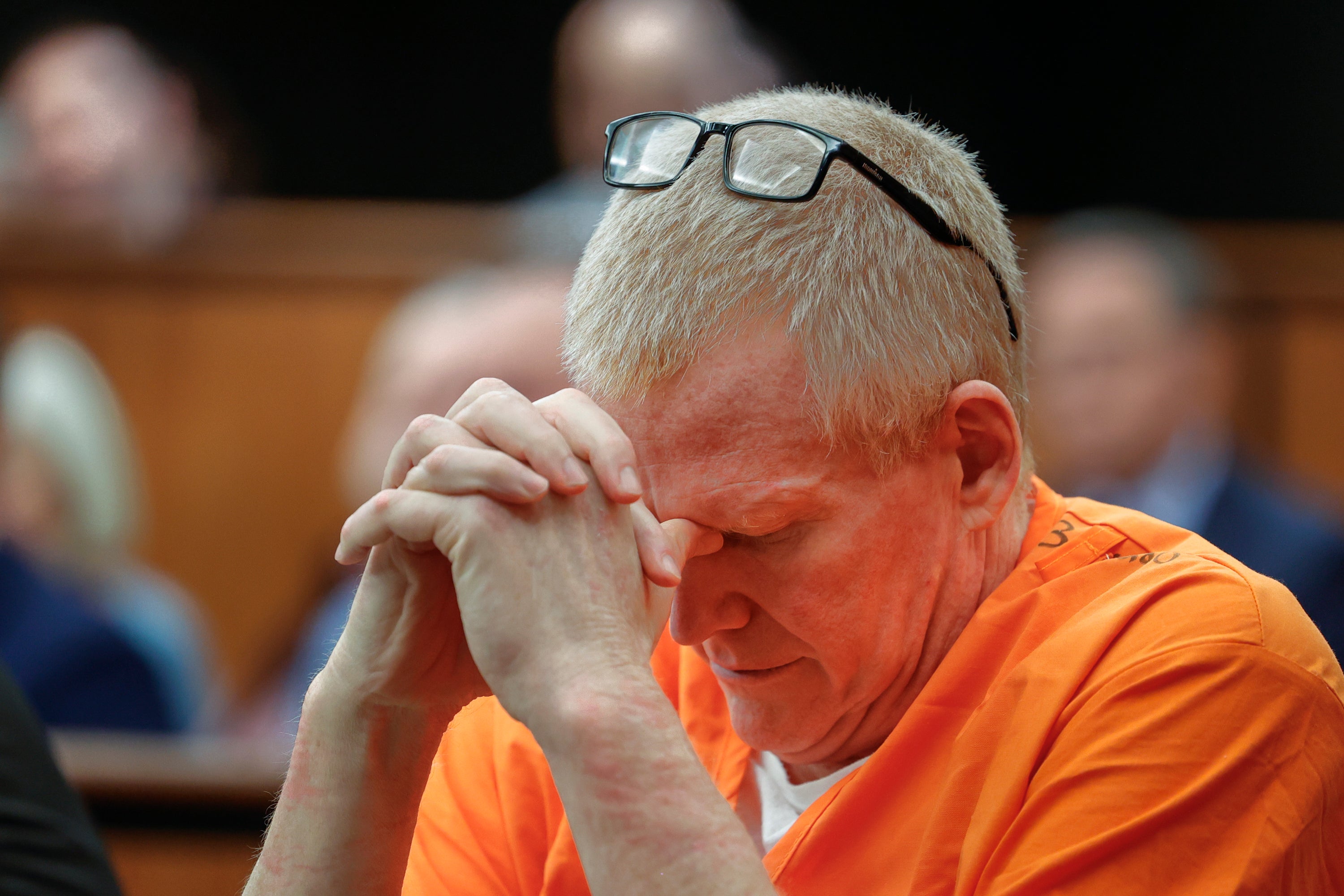 Alex Murdaugh, convicted of killing his wife, Maggie, and younger son, Paul, at a hearing on a motion for a retrial