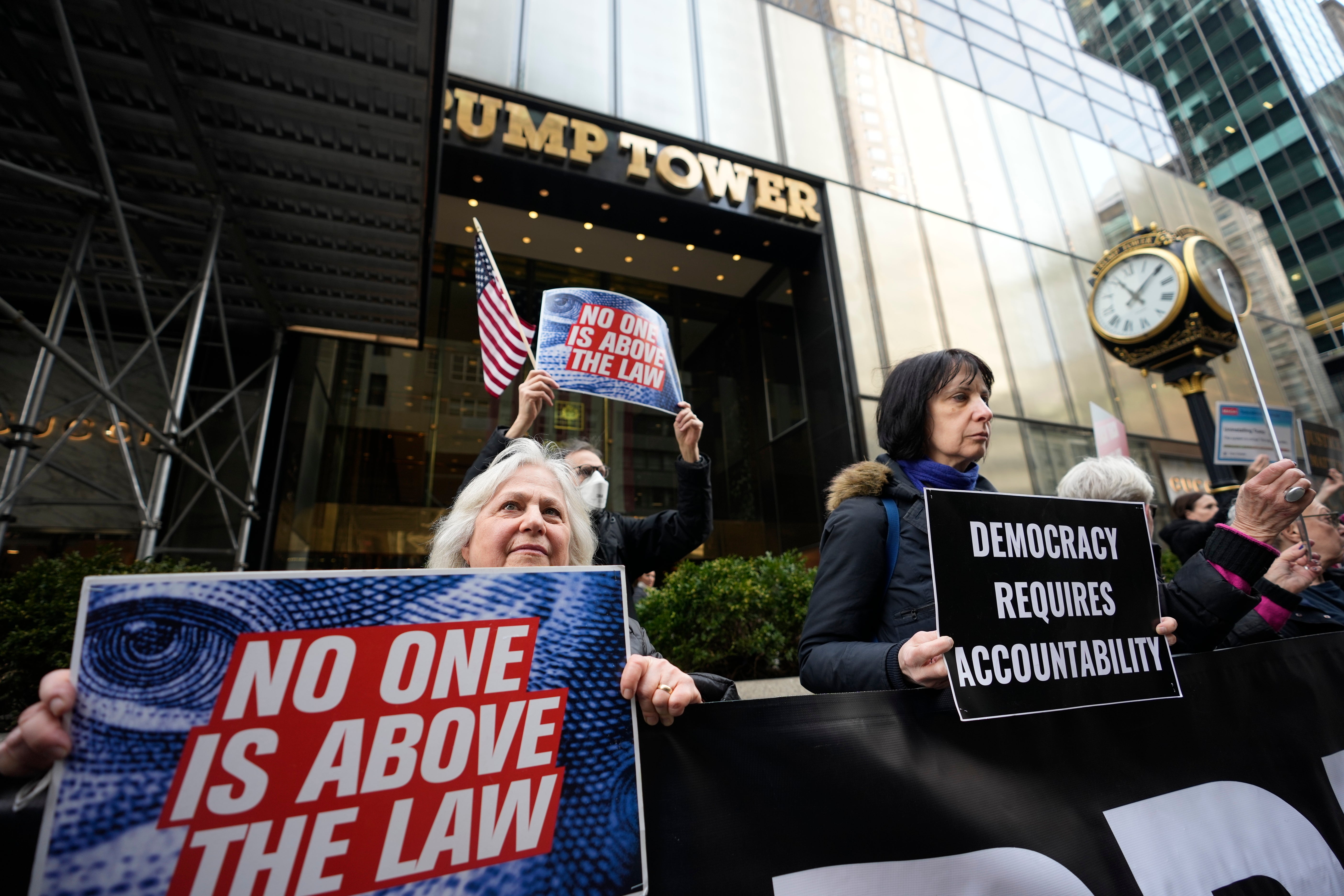 Protesters outside Trump Tower in Manhattan