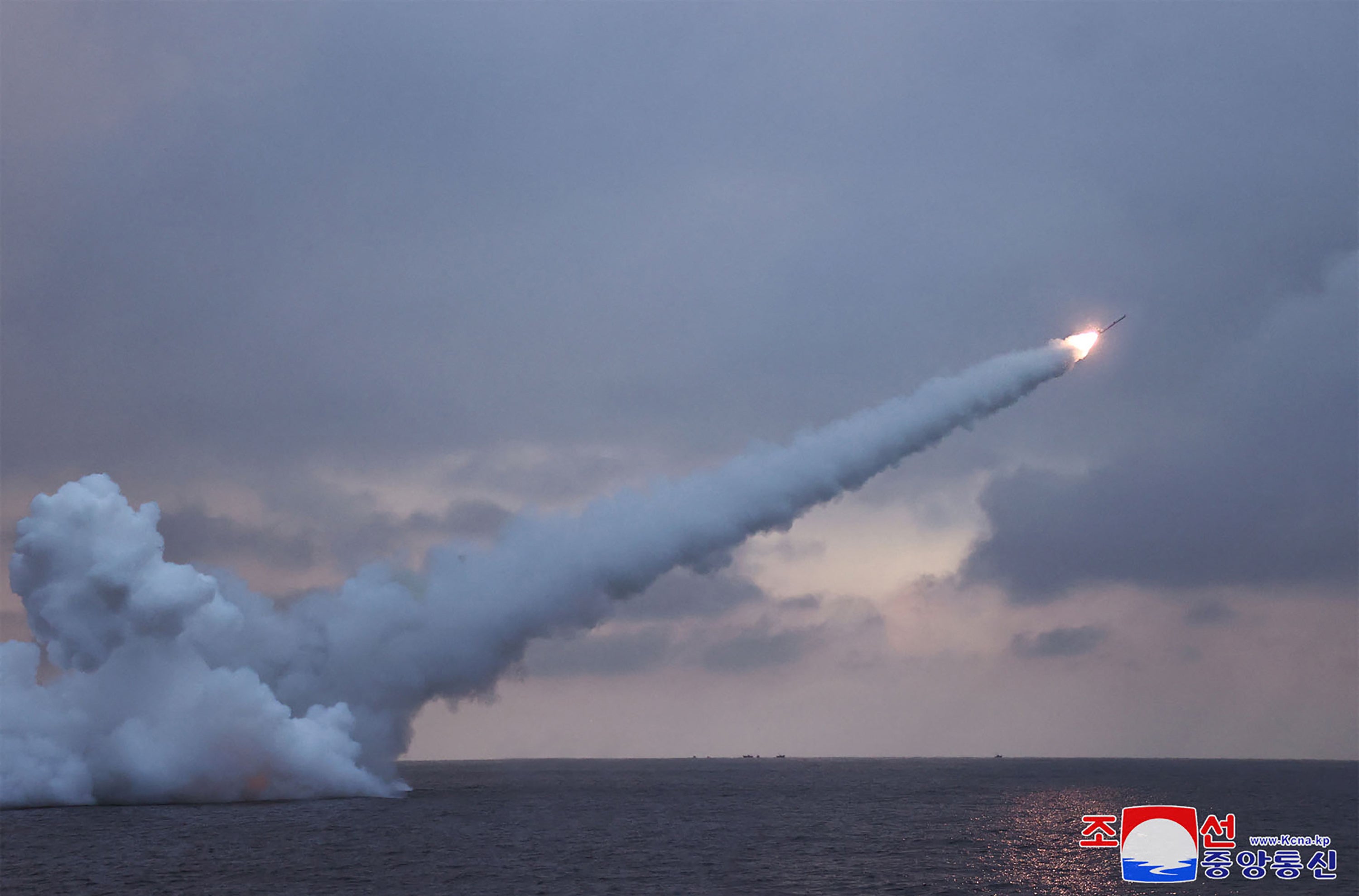 The test firing of the submarine-launched strategic cruise missile Pulhwasal-3-31, at an undisclosed location in North Korea