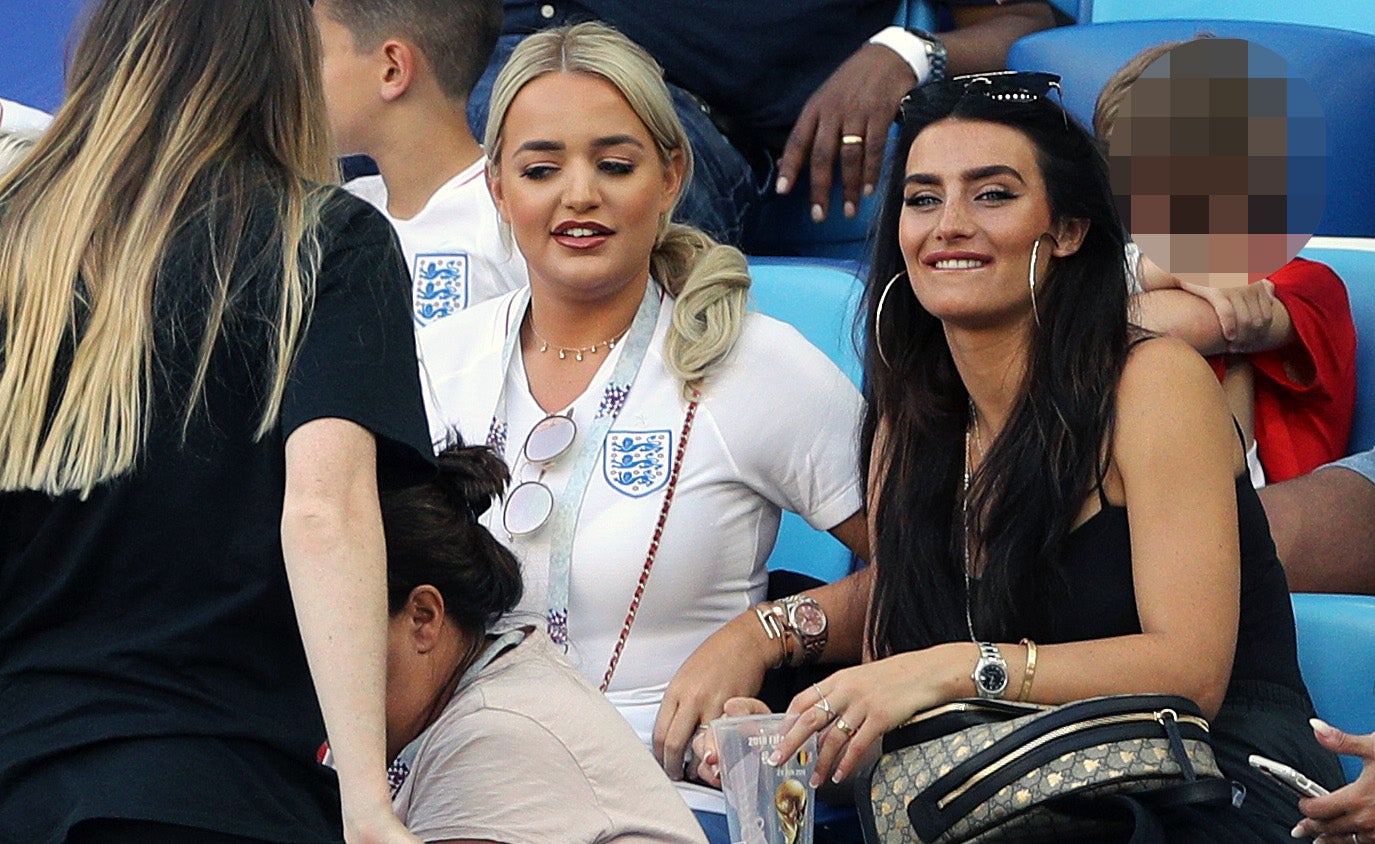 Annie Kilner (right) supporting her husband Kyle Walker at an England game