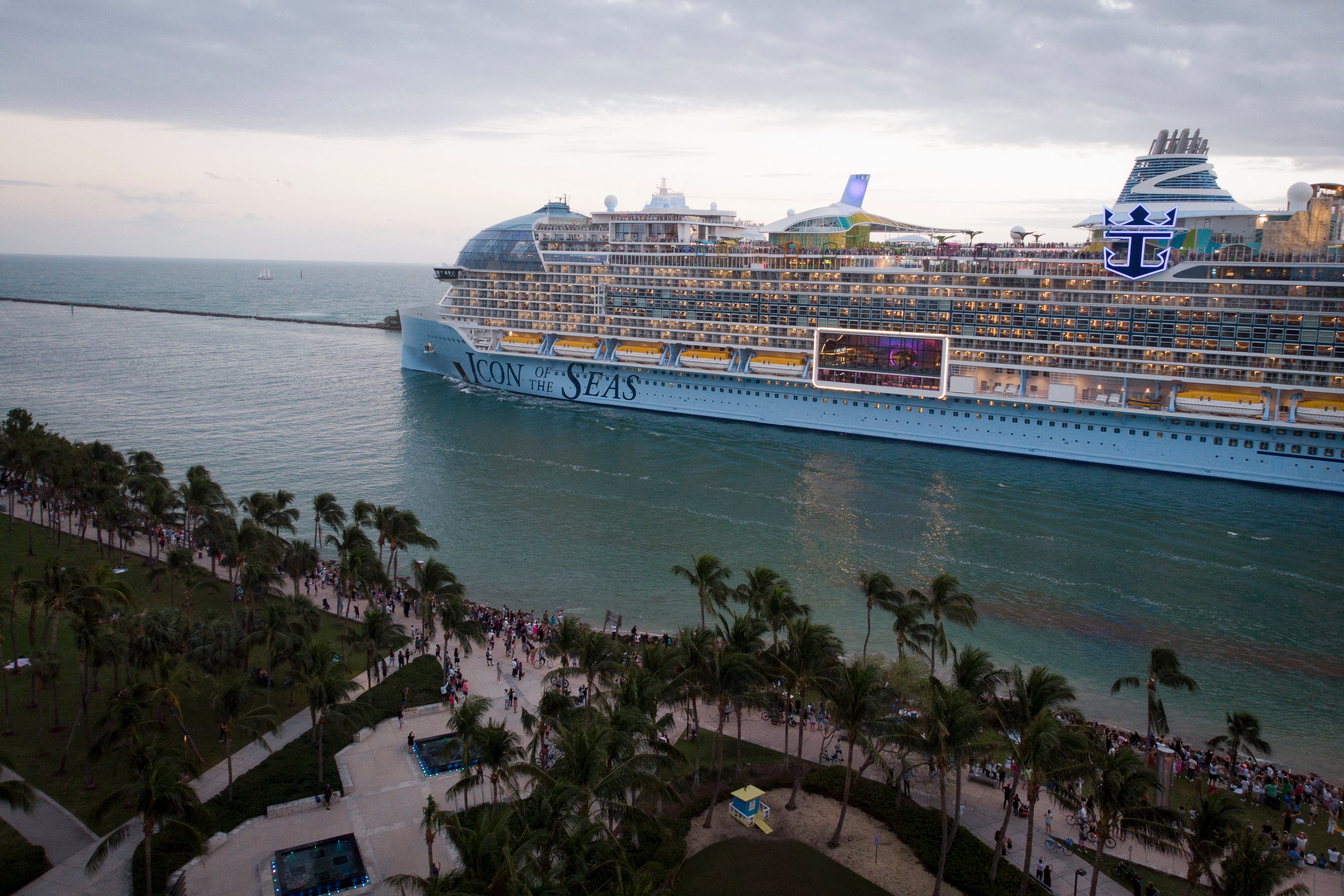 A small fire broke out on Royal Caribbean's "Icon of the Seas," billed as the world's largest cruise ship, sails from the Port of Miami in Miami, Florida, on its maiden cruise, January 27, 2024.