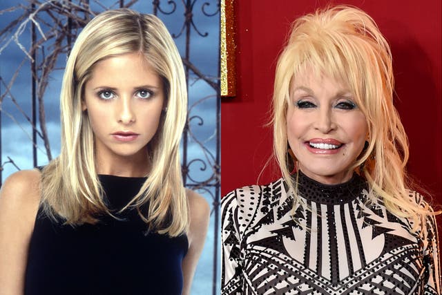 <p>Sarah Michelle Gellar has Buffy (left) and Dolly Partong (right)  </p>