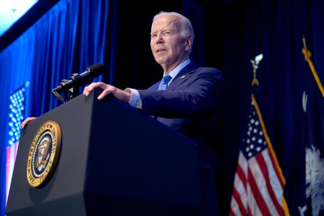 <p>President Joe Biden speaks at a campaign event in South Carolina</p>