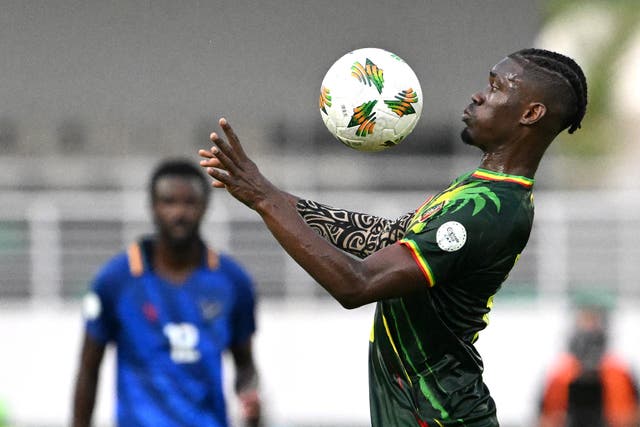 <p>Yves Bissouma in action for Mali against Namibia during the Africa Cup of Nations</p>
