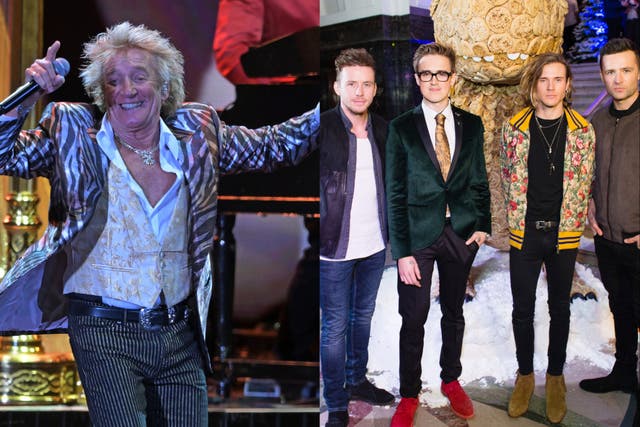 <p>Rod Stewart and McFly</p>