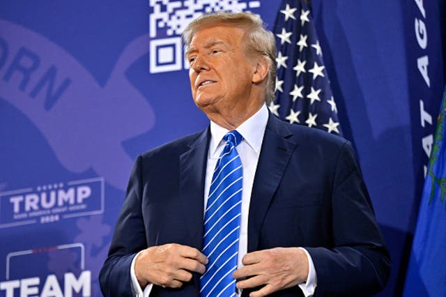 <p>Republican presidential candidate and former US president Donald Trump during a campaign event in Las Vegas on 27 January </p>