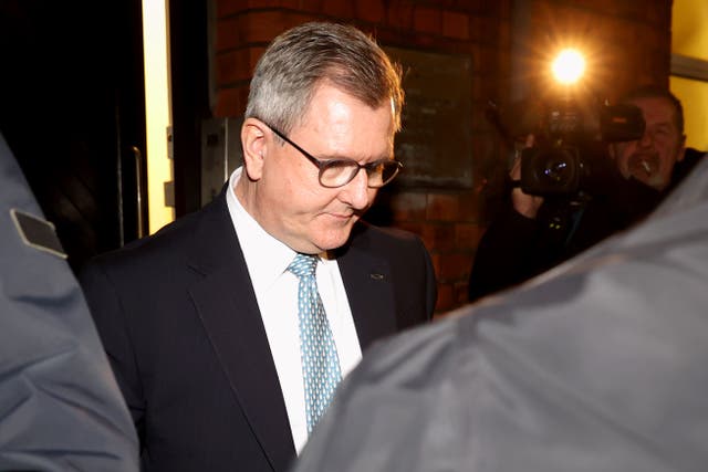 DUP leader Sir Jeffrey Donaldson leaving his party’s HQ at Dundela (Liam McBurney/PA)