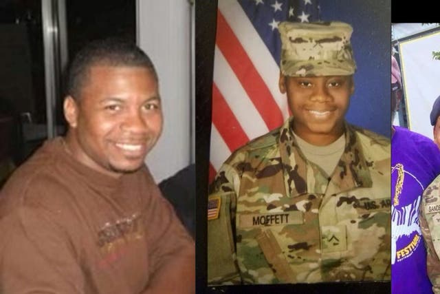 <p>US soldiers, from L to R, Sgt. William Rivers, Spc. Breona Moffett and Spc. Kennedy Sanders who were killed in a drone attack on their base in remote northeastern Jordan, near the Syrian border, on 28 January, 2024</p>
