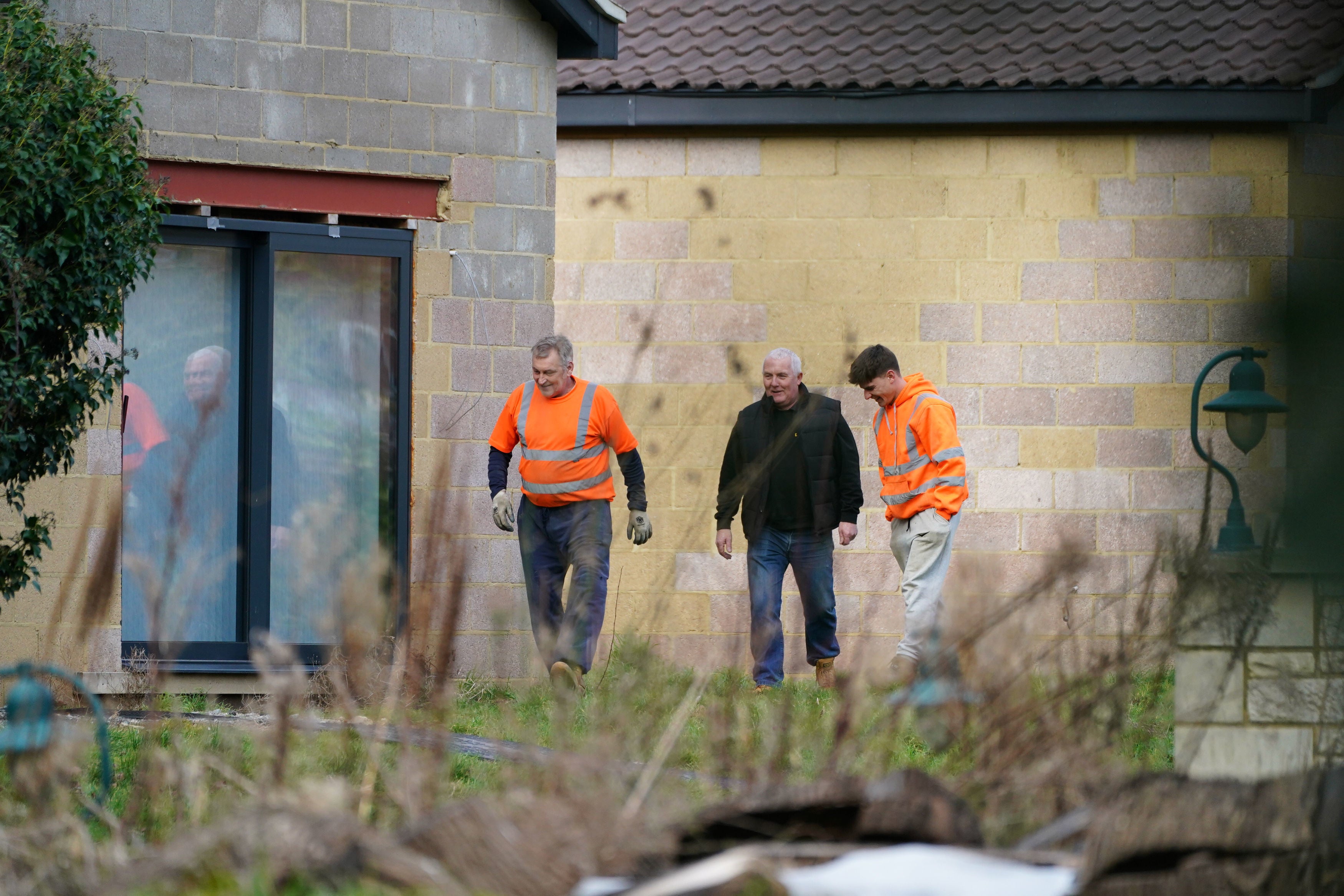 Workers from a scaffolding company at the home of Hannah Ingram-Moore, the daughter of the late Captain Sir Tom Moore, at Marston Moretaine