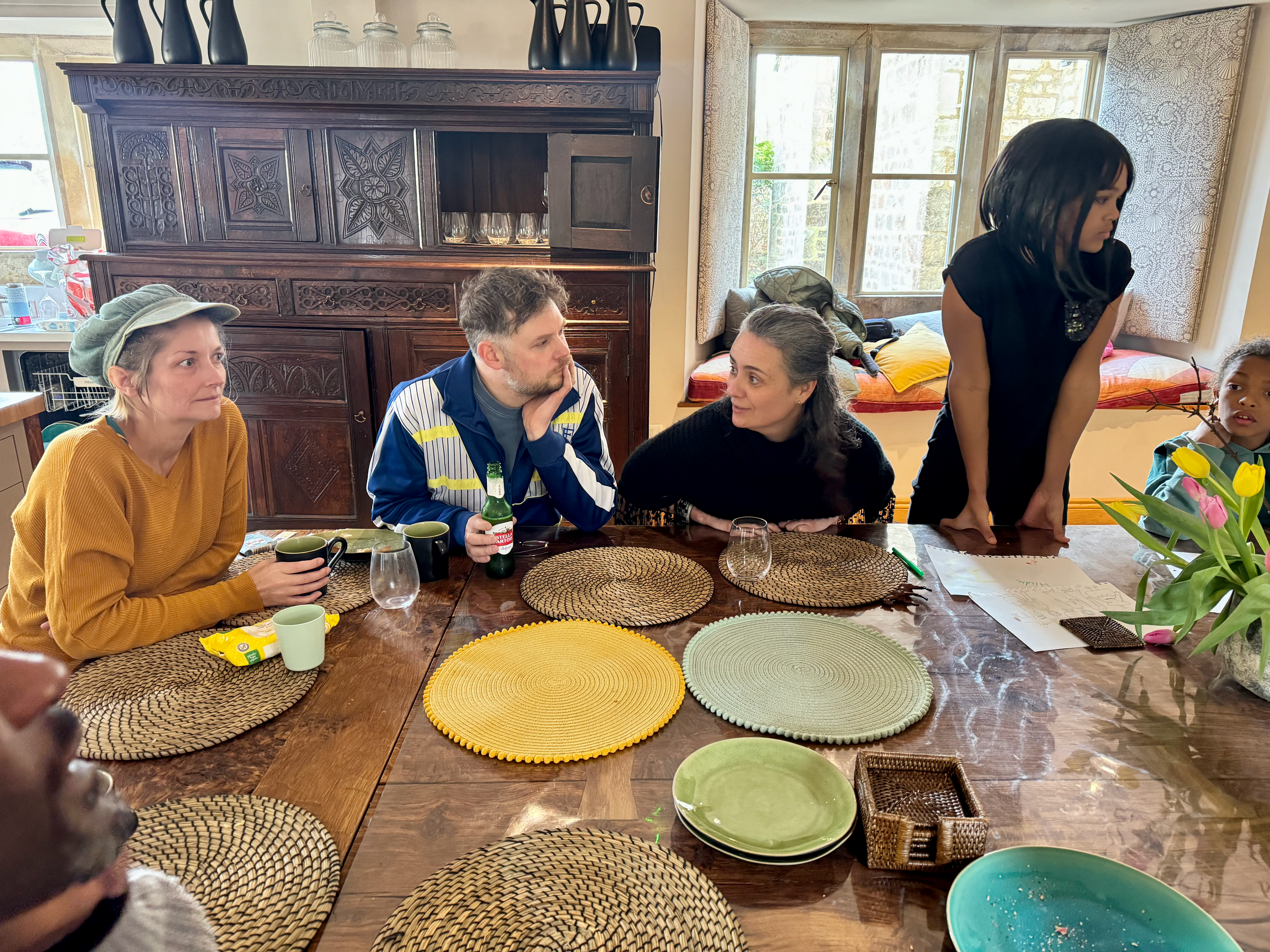 Serious discussions at the first round table, with Antonia’s daughter Zayla as ‘Claudia’