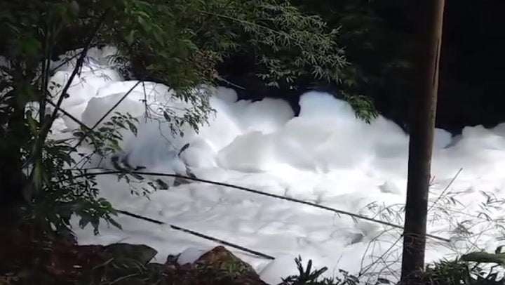 <p>Watch: Acid spill covers Brazil river in thick white foam.</p>