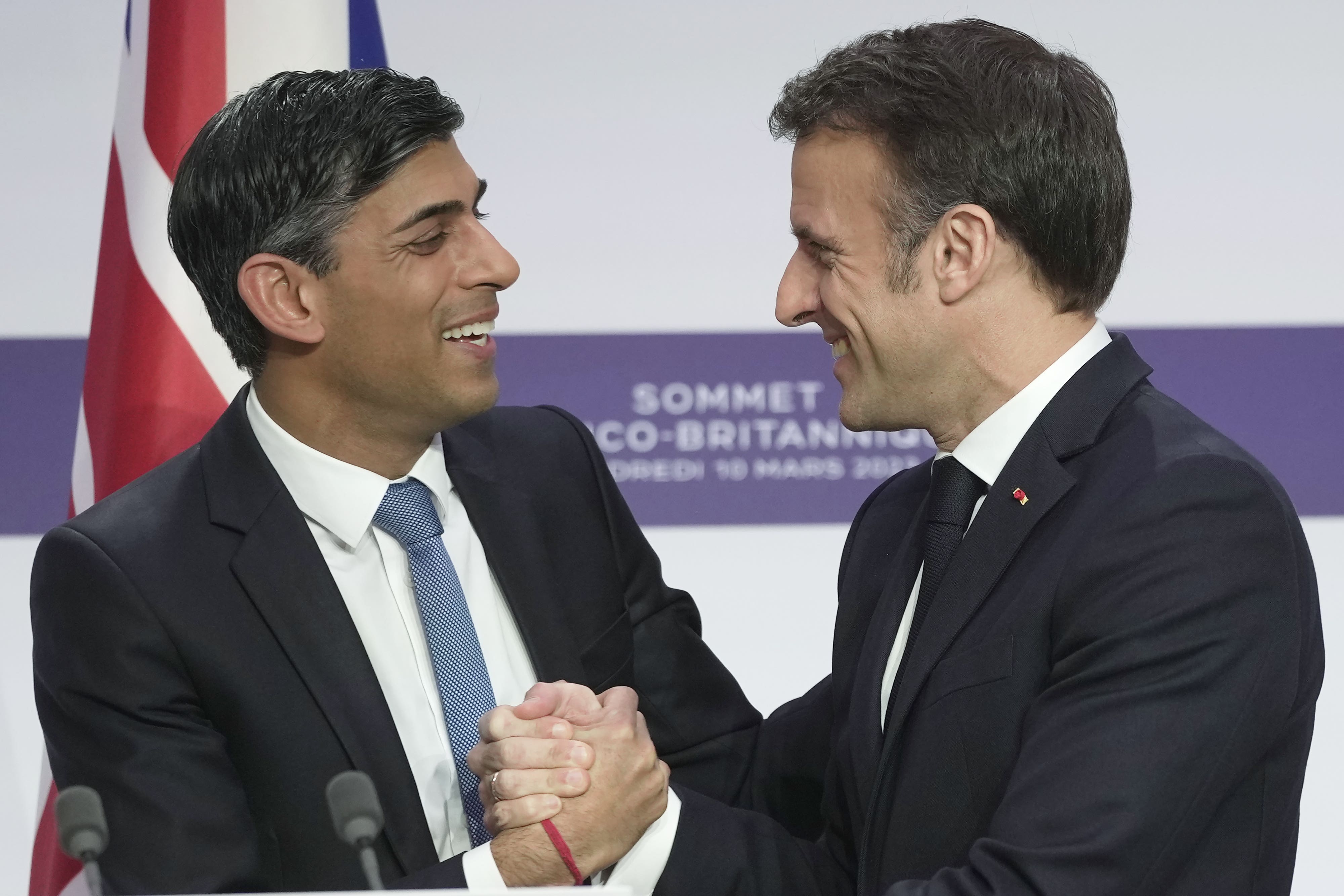 Prime Minister Rishi Sunak and President of France, Emmanuel Macron (Kin Cheung/PA)