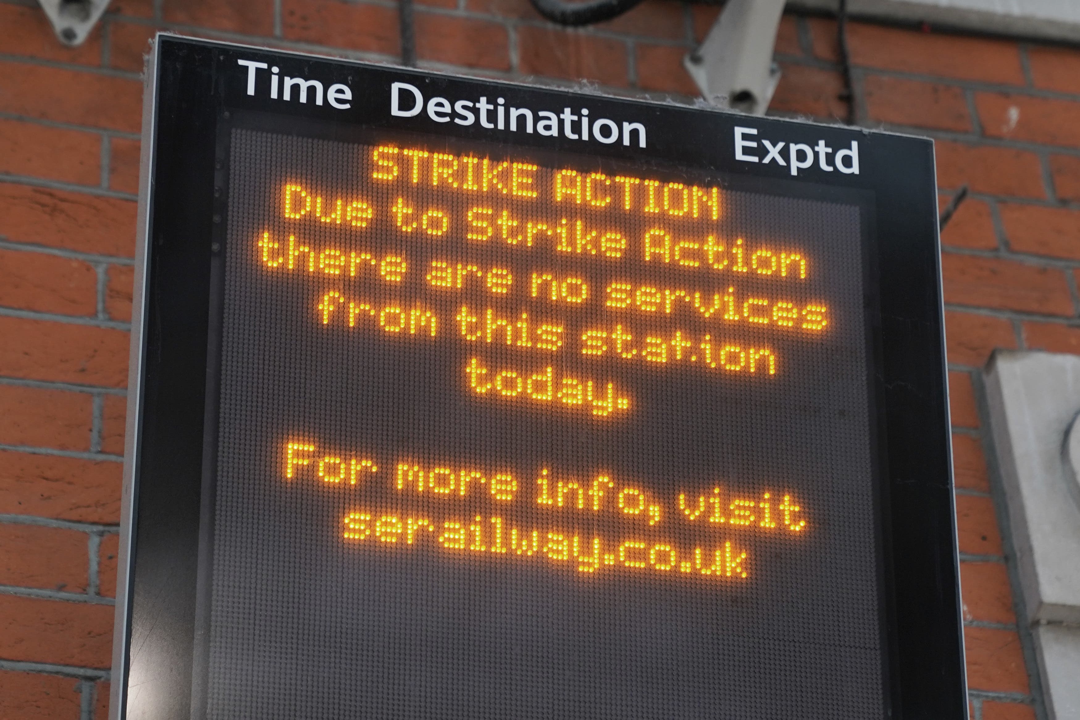 A departures board at Waterloo train station