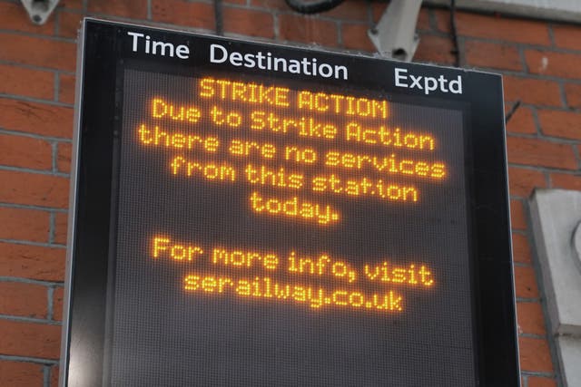 <p>A departures board at Waterloo train station</p>