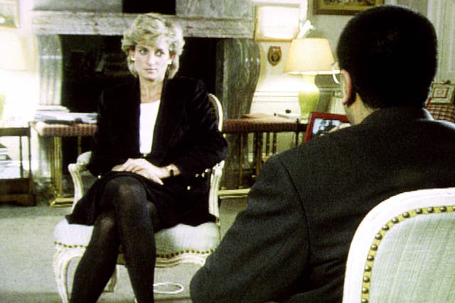 <p>Princess Diana being interviewed by Martin Bashir  </p>