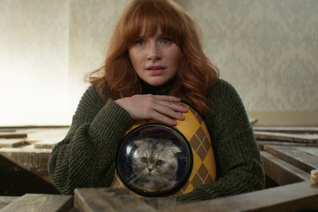 <p>Bryce Dallas Howard (and cat) in the spy comedy ‘Argylle’ </p>