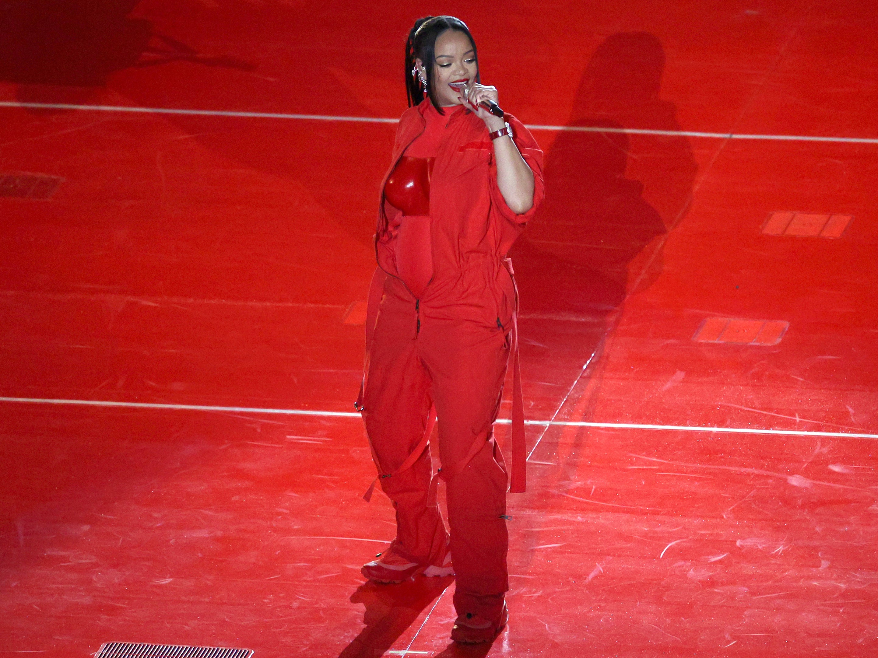Rihanna performs during the Super Bowl LVII Halftime Show at State Farm Stadium on 12 February, 2023 in Glendale, Arizona