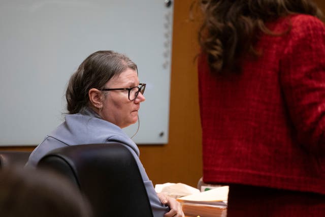 <p>Jennifer Crumbley (left), the mother of Oxford School shooter Ethan Crumbley, listens to testimony during her trial in Oakland County Court </p>