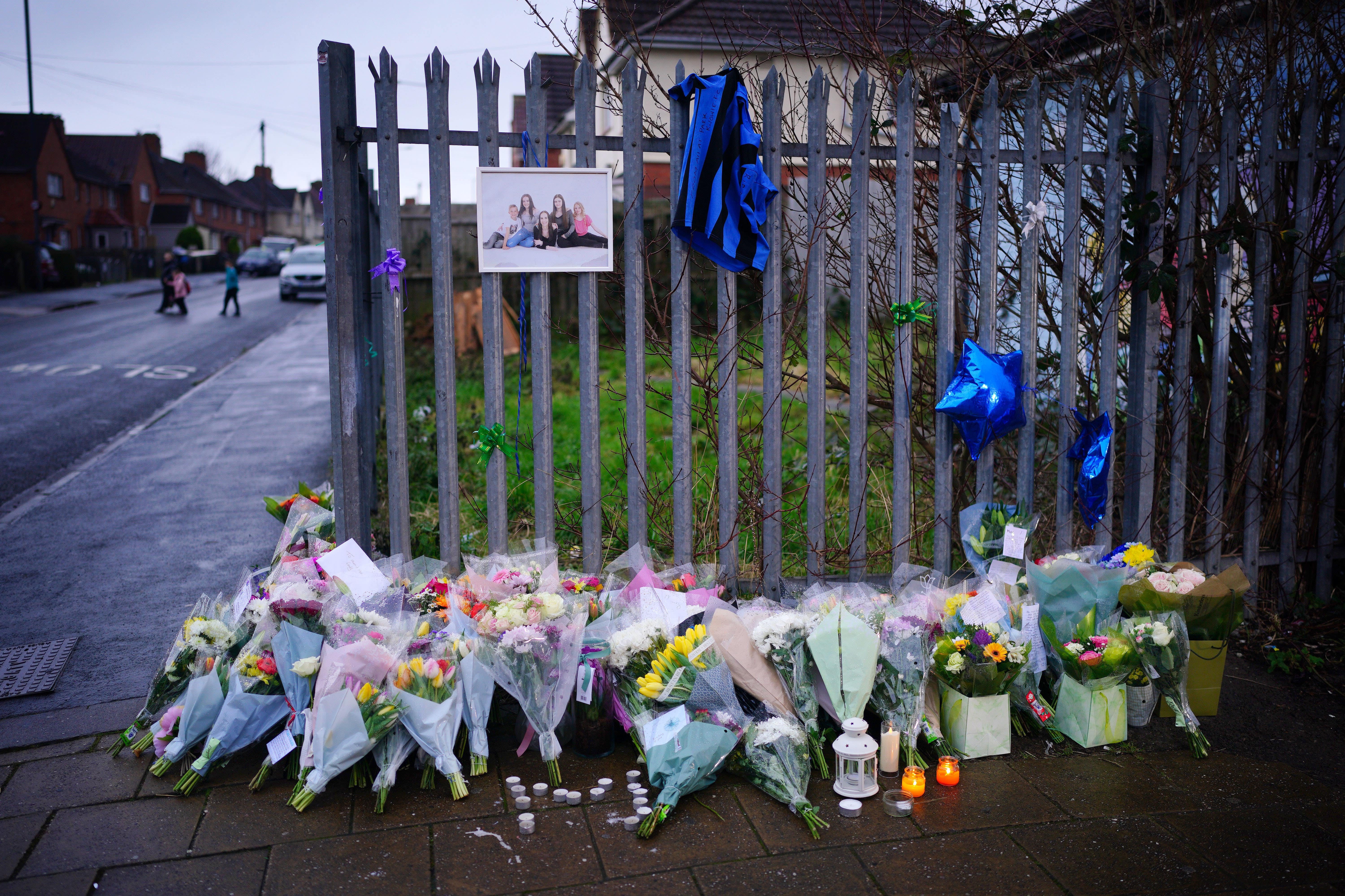 Flowers and tributes near to the scene in Bristol where Mason and Max were stabbed in Bristol