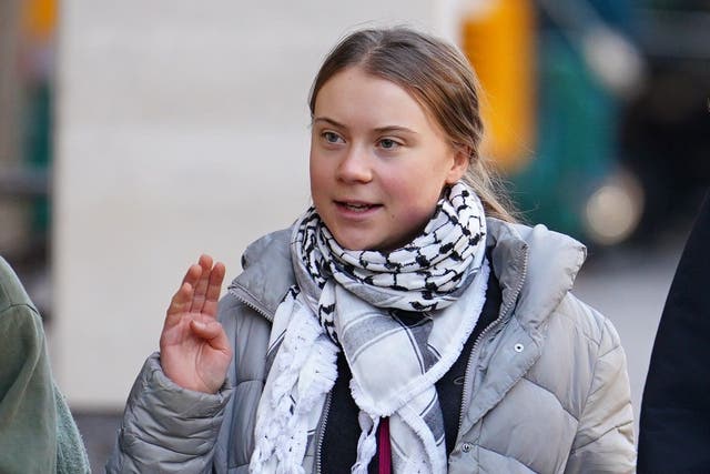 Greta Thunberg arriving at court (Jordan Pettitt/PA)