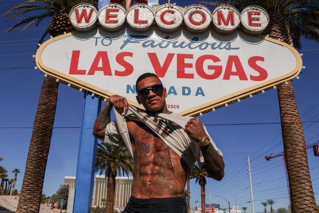 <p>Conor Benn in Las Vegas, where he will fight Peter Dobson on Saturday</p>