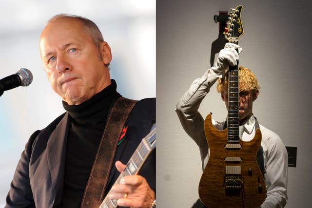 <p>Mark Knopfler and guitar sold at Christie’s auction</p>