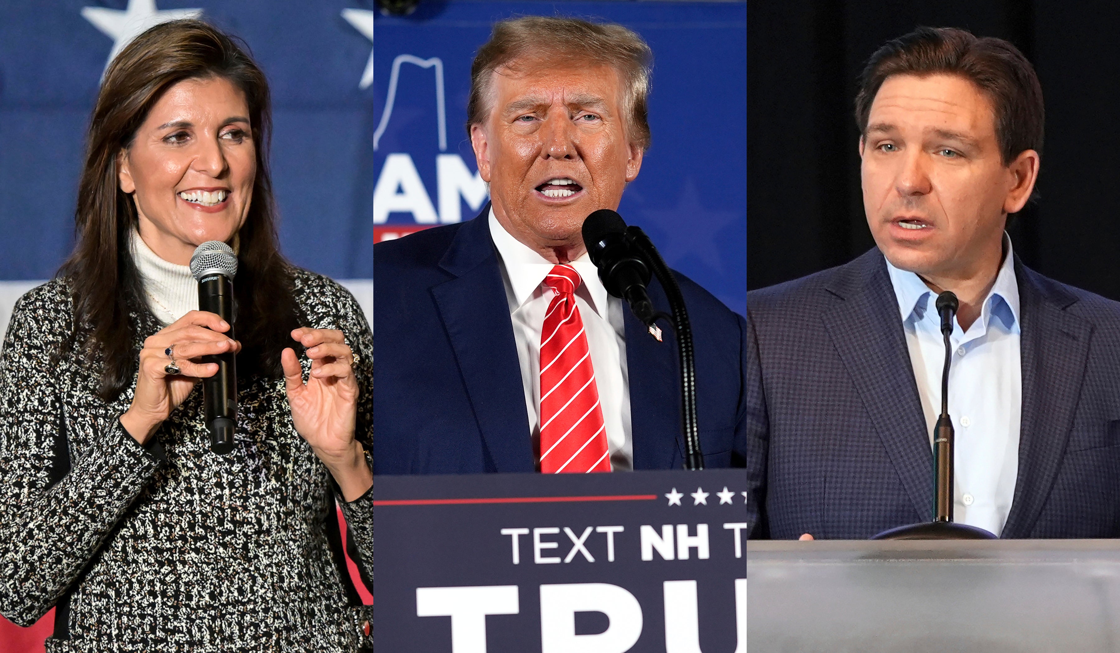 Nikki Haley, Donald Trump, and Ron DeSantis