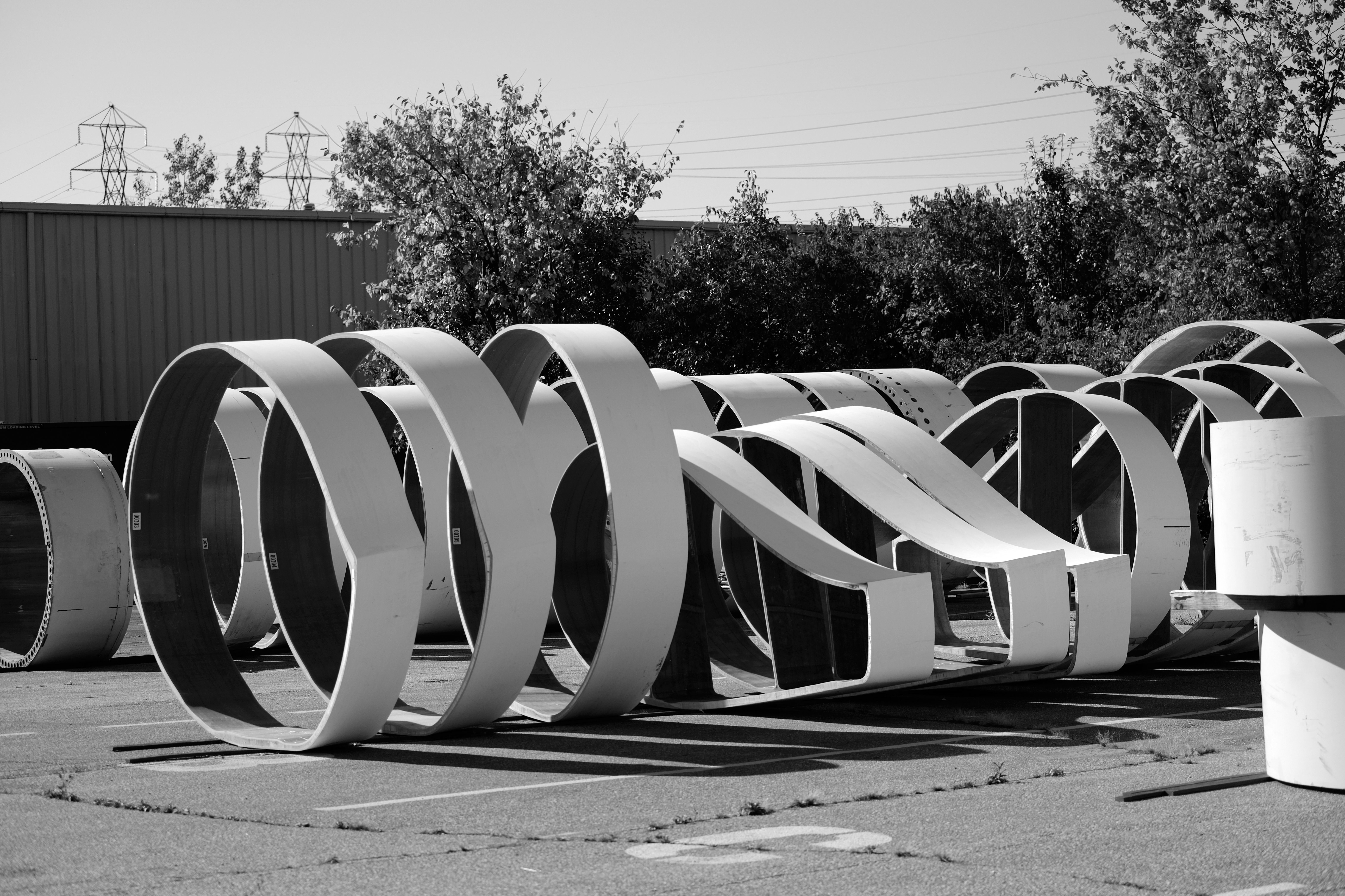 ‘Filets’ of wind turbine blades laid out at the company in northeastern Ohio