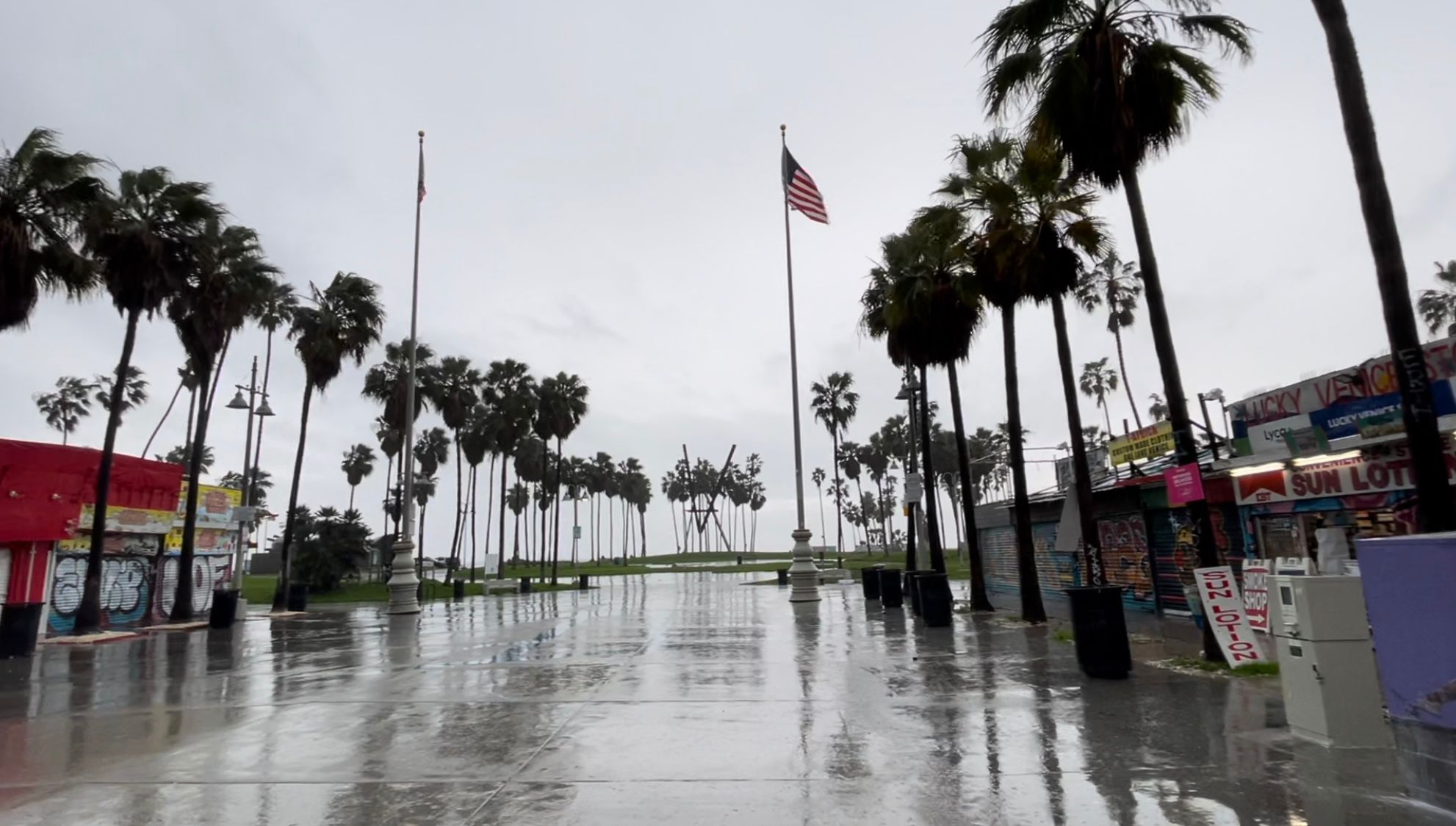 Venice Beach in California has been battered by the Pineapple Express