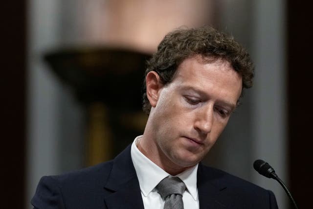 <p>Mark Zuckerberg attends a US Senate Judiciary Committee hearing on child safety online in Washington DC, on 31 January 2024</p>
