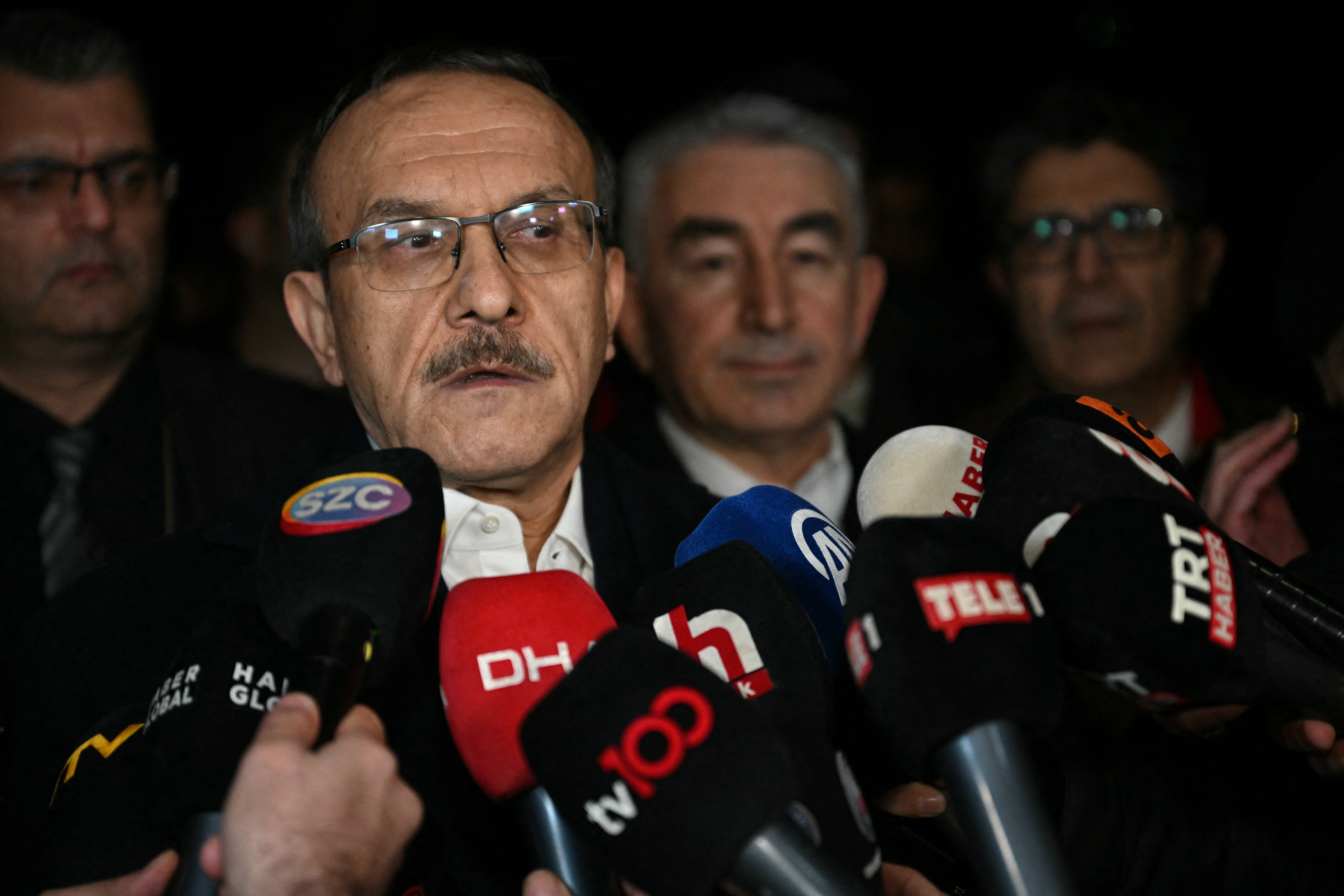 Governor of Kocaeli district Seddar Yavuz speaks to the media