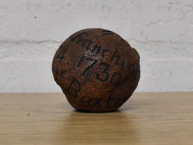 <p>The 285-year-old lemon was inscribed with words ‘‘Given by Mr P Lu Franchini Nov 4 1739 to Miss E Baxter</p>