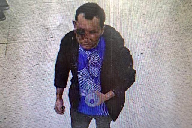 <p>Clapham chemical attack suspect Abdul Shokoor Ezedi, caught on CCTV in north London </p>