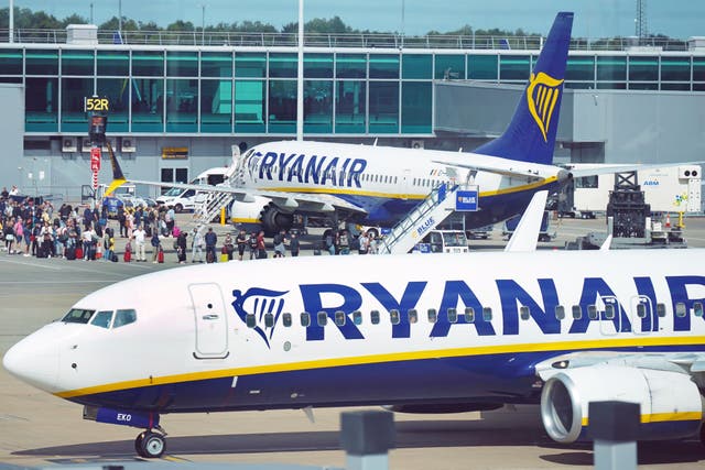 Ryanair has said it flew more passengers in January, but revealed it had to cancel more than 950 flights due to the Israel-Hamas conflict (Niall Carson/PA)