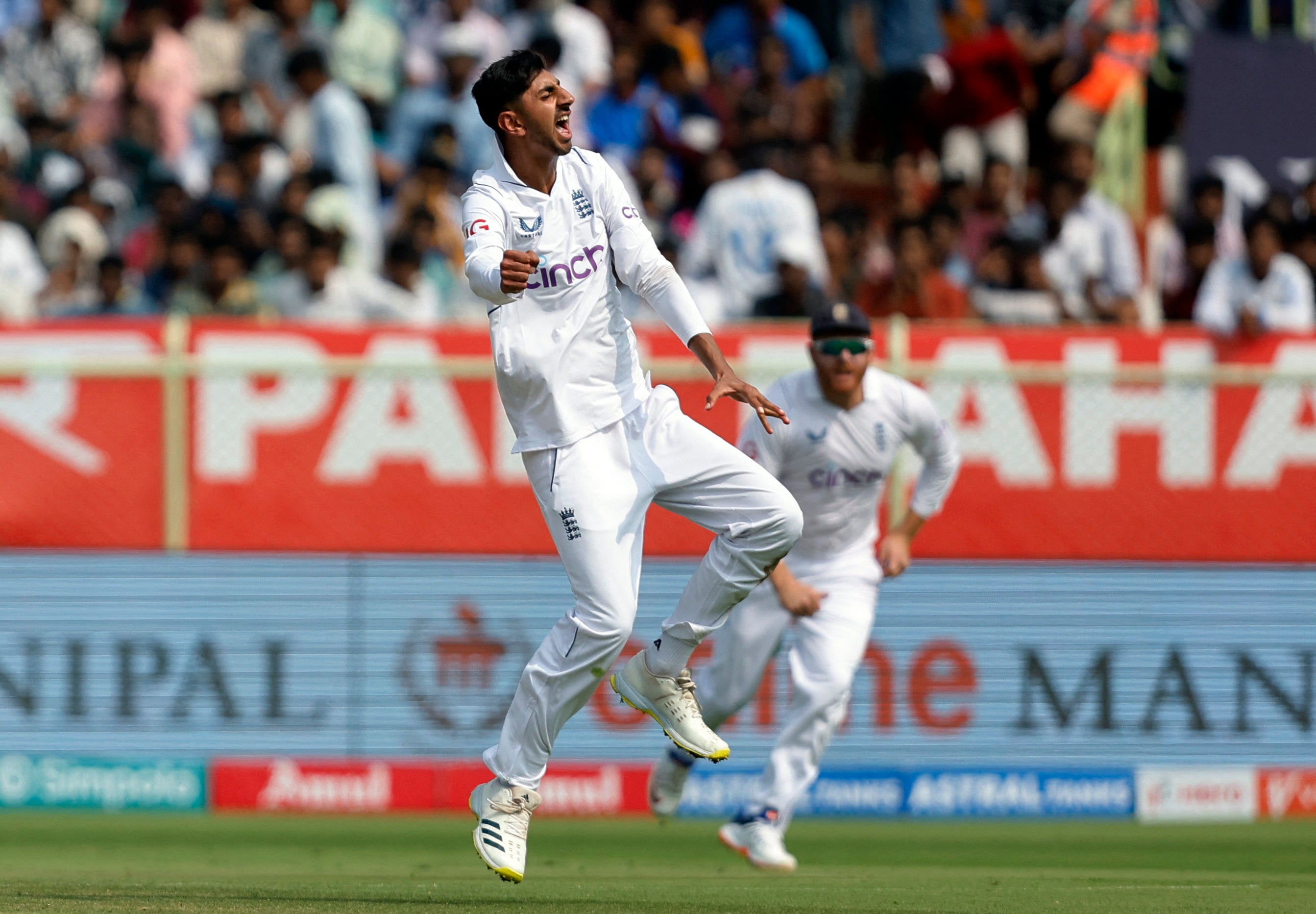 Shoaib Bashir took the wicket of Rohit Sharma for his maiden Test scalp
