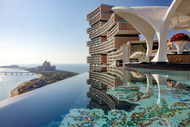 <p>Spectacular views of the Palm Jumeirah from the Cloud 22 infinity pool </p>