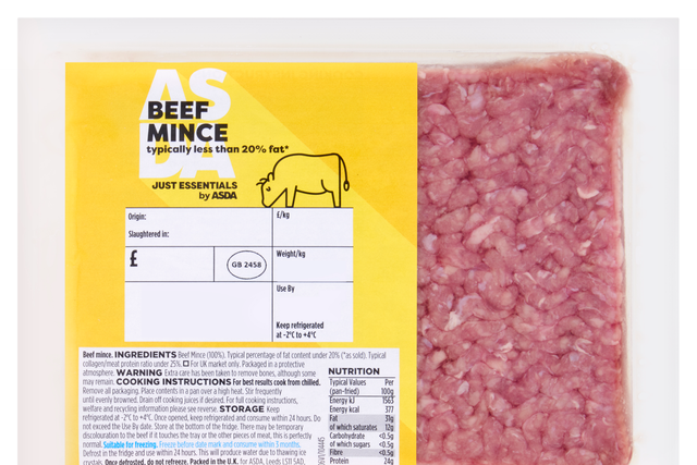 Asda is following Sainsbury’s to introduce vacuum-packed mince packaging to save on plastic (Asda/PA)